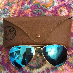 Ray Ban 58mm Blue mirror Aviators